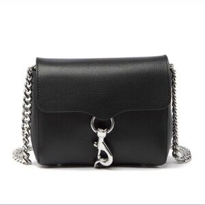 Rebecca Minkoff mini Stella black leather crossbody bag Silver